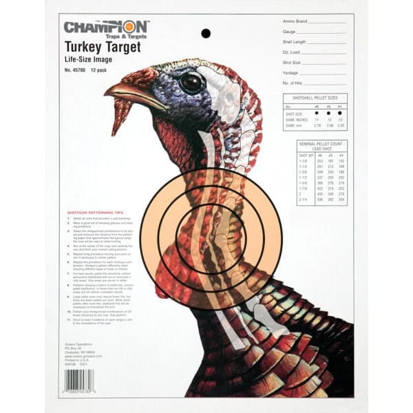 Champion Turkey Target Lifesize 12-Pack - Hunting Shooting Practice decoys decoy