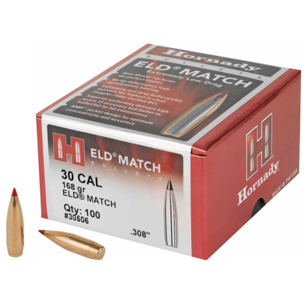 Hornady ELD-M 30 Cal .308 168gr 100ct Bullet - Pack of 100