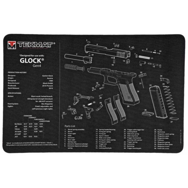 TEKMAT Glock Gen 4 Black Pistol Mat - Protect Your Firearm