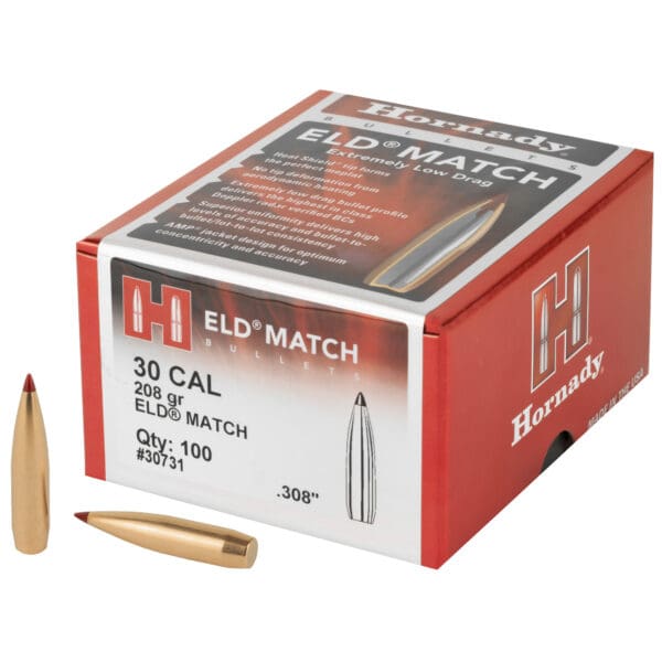 Hornady ELD-M 30 Cal .308 208gr 100ct Bullets Pack