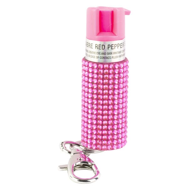 SABRE Jeweled Pink Pepper Spray with Key Ring for Safety