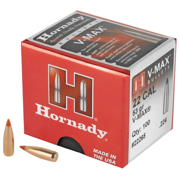 Hornady V-MAX 22 Cal .224 53gr 100ct Projectile Bullets