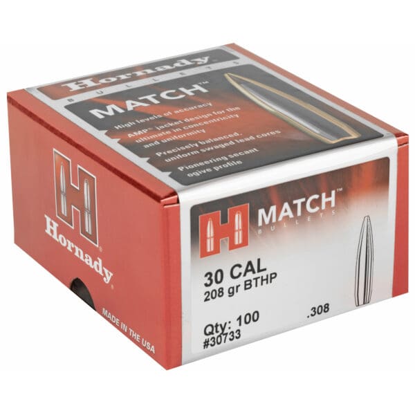 Hornady Match 30Cal .308 208gr 100ct Rifle Bullets - Image 2