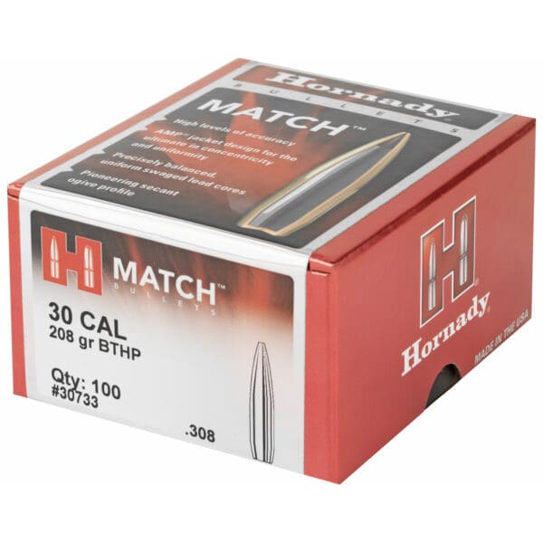 Hornady Match 30Cal .308 208gr 100ct Rifle Bullets - Image 3