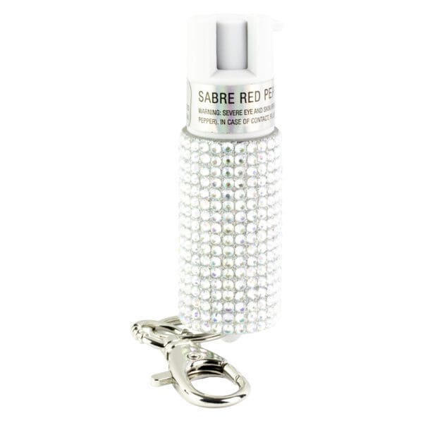 Sabre Jeweled Spray with Key Ring - Silver: Personal Security Accessory