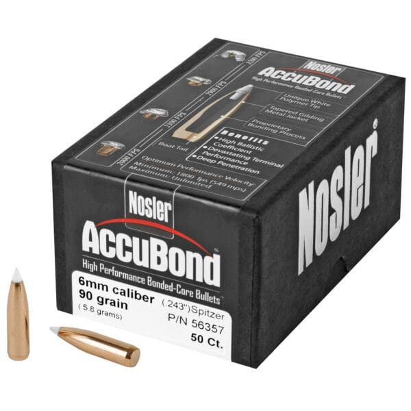 Nosler 6mm 90gr AccuBond Bullets - 50 Count Pack