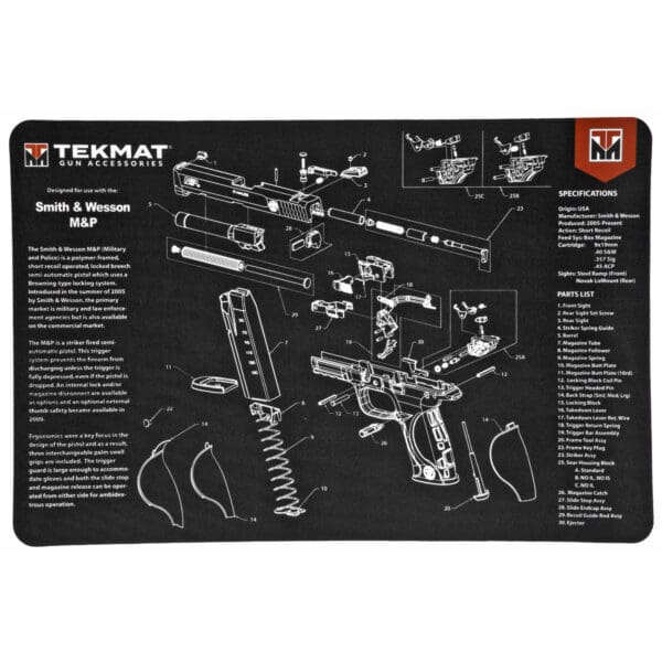 TEKMAT Pistol Mat for S&W M&P - Black Silicone Cleaning Mat