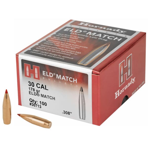 Hornady ELD-M 30CAL .308 178GR 100CT Rifle Bullets