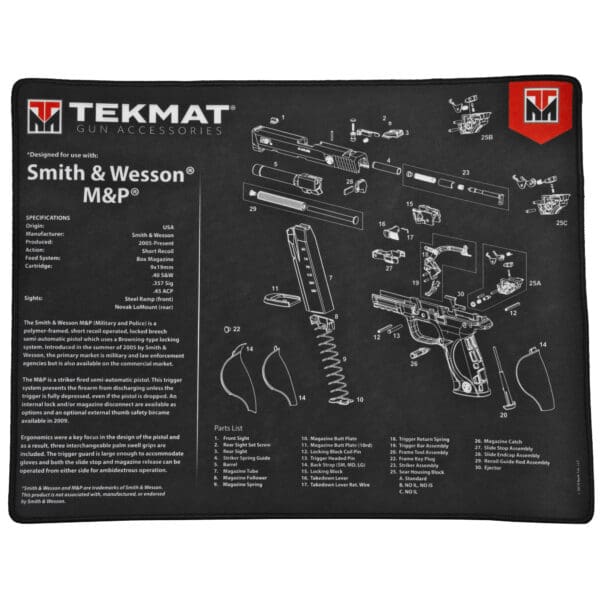 TEKMAT Ultra Pistol Mat - S&W M&P Black