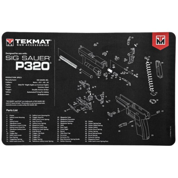 TEKMAT Pistol Mat for SIG P320 - Durable Gun Cleaning Mat