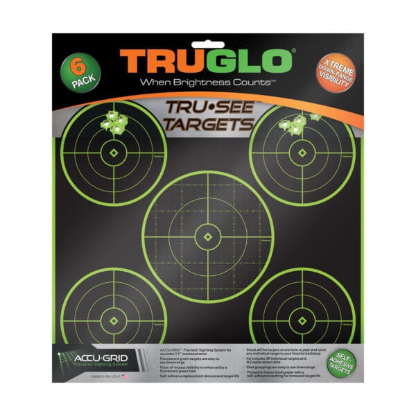 TRUGLO Tru-See 5 Bullseye Targets 12x12 - Pack of 6