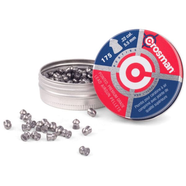 Crosman .22 Pointed Pellets 175 Count Tin for Air Rifles