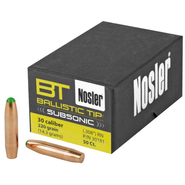 Nosler 30 Cal 220gr Bullets, 50 Count Pack for Precision Shooting