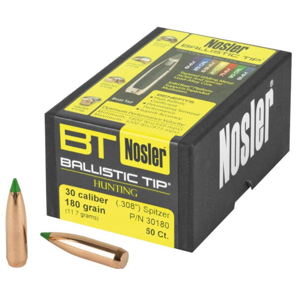 Nosler 30 Caliber 180 Grain Bullets 50 Count Pack