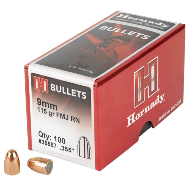 Hornady FMJ-RN 9mm .355 115gr 100ct Bullets