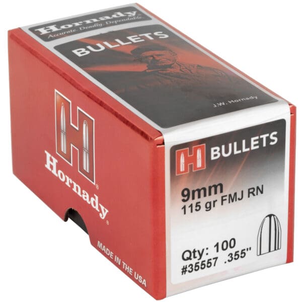 Hornady FMJ-RN 9mm .355 115gr 100ct Bullets - Image 2