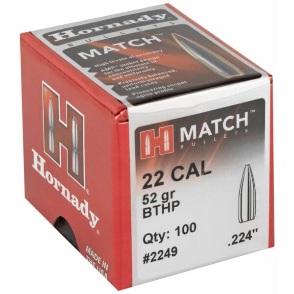 Hornady Match .22 Cal .224 52gr 100ct Ammunition - Image 2