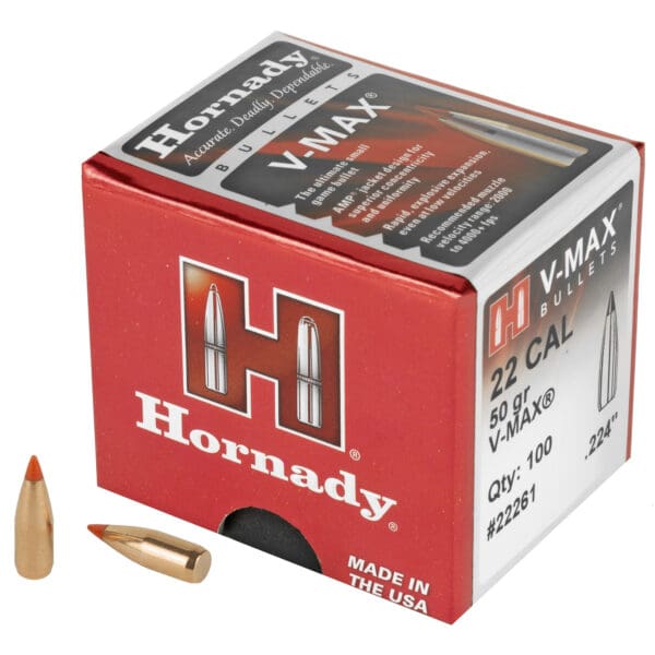 Hornady V-Max 22 Cal .224 50gr 100ct Bullets