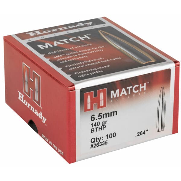 Hornady Match 6.5mm .264 140gr Bullets 100 Count Pack - Image 2