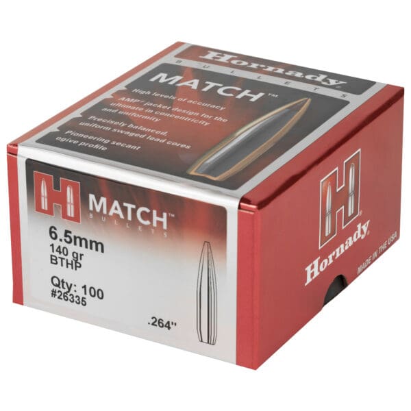 Hornady Match 6.5mm .264 140gr Bullets 100 Count Pack - Image 3