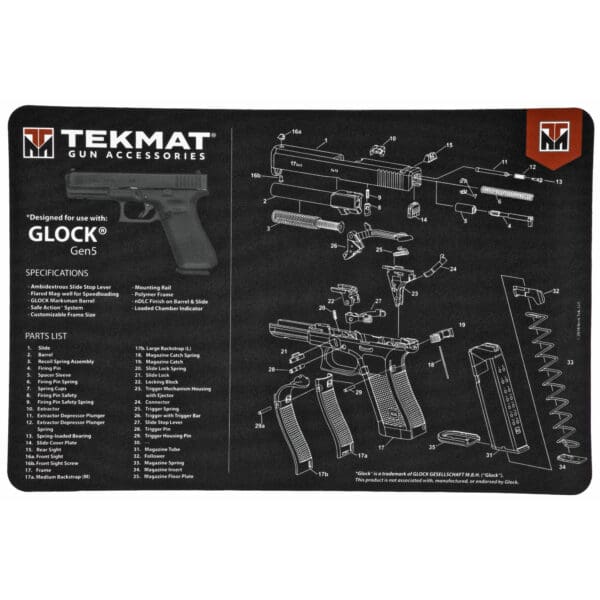 TEKMAT Glock G5 Pistol Mat - Protective Gun Cleaning Pad