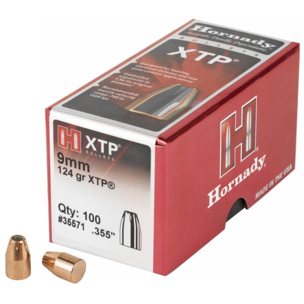 Hornady XTP 9mm .355 124gr 100ct Bullet Cartridges Pack