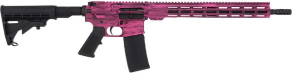 16" Nitride Barrel Prison Pink Cerakote AR-15 Battleworn .223 Wylde Rifle - Image 2