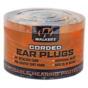 50-Pack Walker's Foam Ear Corded Plugs - Noise Reduction and Hearing Protection