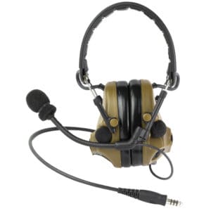 3M PELTOR COMTAC V Headset with Microphone - Coyote • Tactical communication headset for clear and reliable communication in noisy environments • Designed for military, law enforcement, and shooting sports • Features environmental listening, voice tracking, and night vision compatibility for optimal performance • Offers advanced hearing protection with improved audibility and situational awareness • Durable and comfortable design for extended wear in challenging conditions